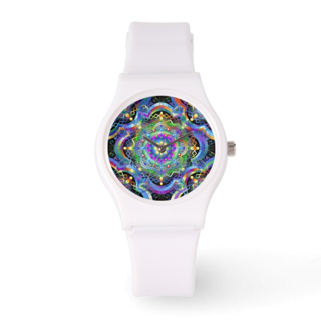 Mandala Universum Psychedelische Kleuren Horloge (Voorkant)