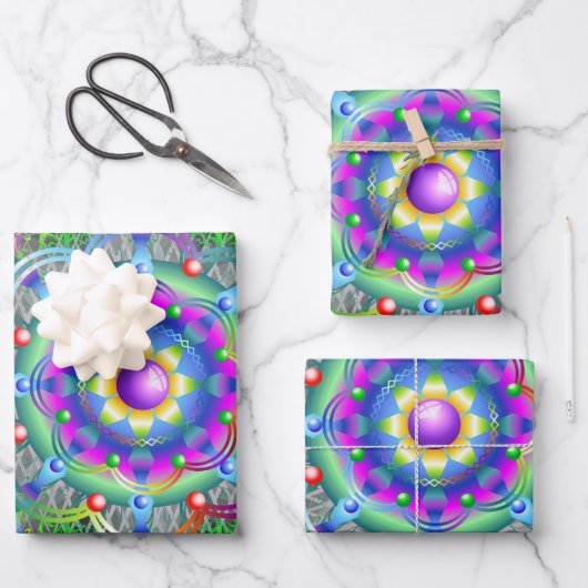 Mandala Universum Psychedelische Kleuren Inpakpapier Vel (Voorkant)