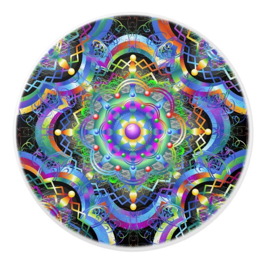 Mandala Universum Psychedelische Kleuren Keramische Knop (Voorkant)
