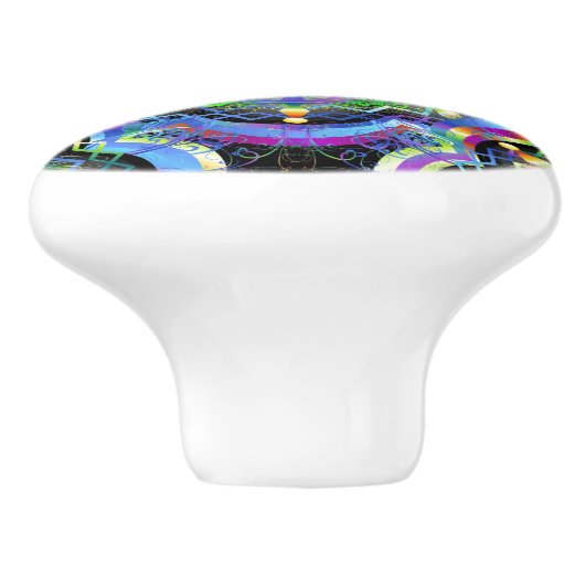 Mandala Universum Psychedelische Kleuren Keramische Knop (Zijkant)