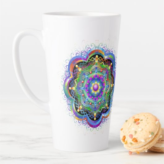Mandala Universum Psychedelische Kleuren Latte Mok (In situ)