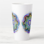 Mandala Universum Psychedelische Kleuren Latte Mok (Voorkant)