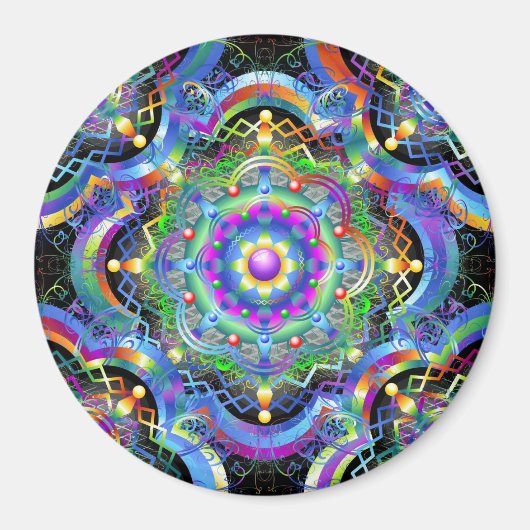Mandala Universum Psychedelische Kleuren Magneet (Voorkant)