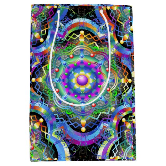 Mandala Universum Psychedelische Kleuren Medium Cadeauzakje (Voorkant)