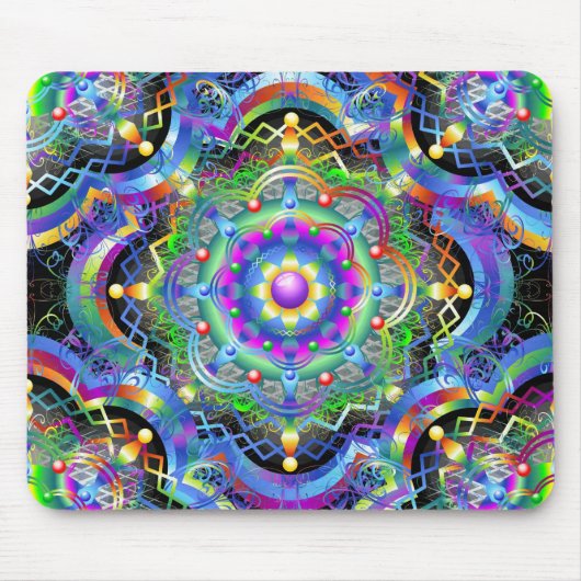 Mandala Universum Psychedelische Kleuren Muismat (Voorkant)