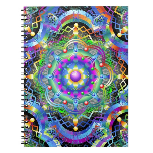 Mandala Universum Psychedelische Kleuren Notitieboek (Voorkant)