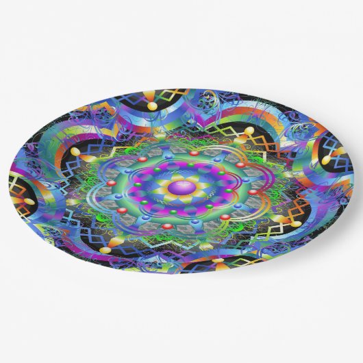 Mandala Universum Psychedelische Kleuren Papieren Bordje (Gekanteld)
