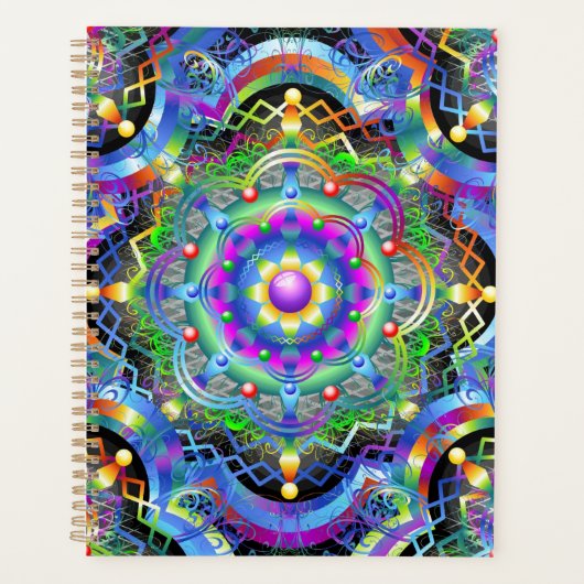 Mandala Universum Psychedelische Kleuren Planner (Voorkant)