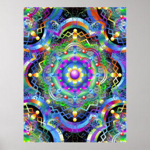 Mandala Universum Psychedelische Kleuren Poster