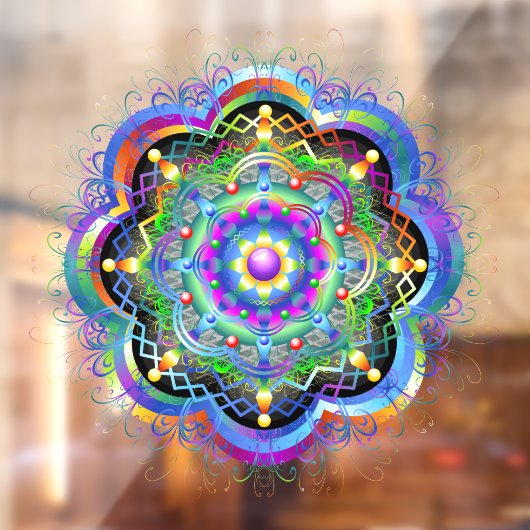 Mandala Universum Psychedelische Kleuren Raamsticker (Vel 2)