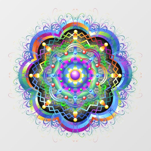 Mandala Universum Psychedelische Kleuren Raamsticker (Vel)