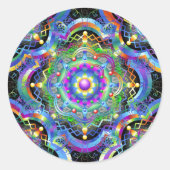 Mandala Universum Psychedelische Kleuren Ronde Sticker (Voorkant)