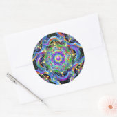Mandala Universum Psychedelische Kleuren Ronde Sticker (Envelop)