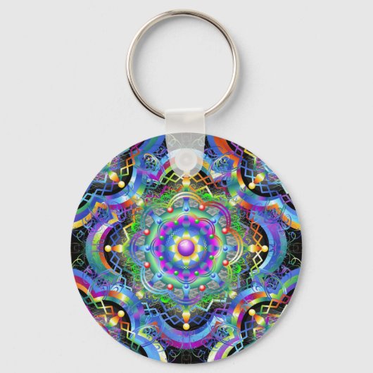 Mandala Universum Psychedelische Kleuren Sleutelhanger (Voorkant)