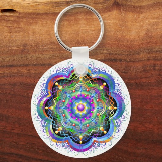 Mandala Universum Psychedelische Kleuren Sleutelhanger (Voorkant)