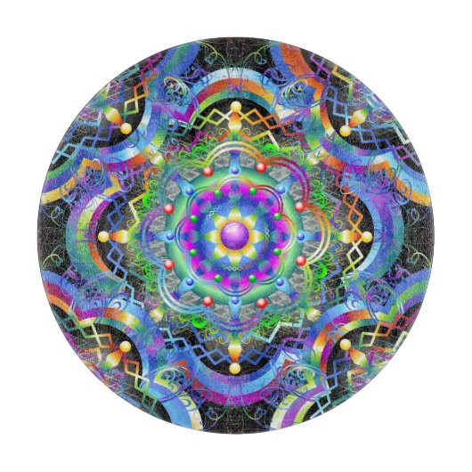 Mandala Universum Psychedelische Kleuren Snijplank (Voorkant)