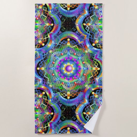 Mandala Universum Psychedelische Kleuren Strandlaken (Voorkant)
