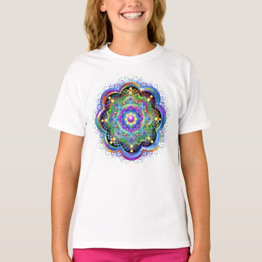 Mandala Universum Psychedelische Kleuren T-shirt (Voorkant)