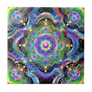 Mandala Universum Psychedelische Kleuren Tegeltje