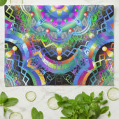 Mandala Universum Psychedelische Kleuren Theedoek (Gevouwen)