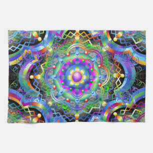 Mandala Universum Psychedelische Kleuren Theedoek