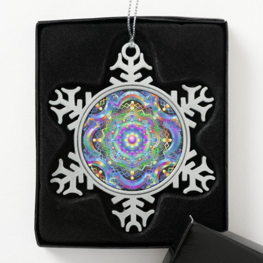Mandala Universum Psychedelische Kleuren Tin Sneeuwvlok Ornament (Kistje)