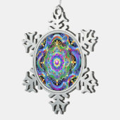 Mandala Universum Psychedelische Kleuren Tin Sneeuwvlok Ornament (Rechts)