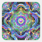 Mandala Universum Psychedelische Kleuren Vierkante Sticker (Voorkant)