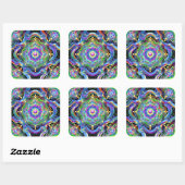Mandala Universum Psychedelische Kleuren Vierkante Sticker (Vel)