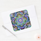 Mandala Universum Psychedelische Kleuren Vierkante Sticker (Envelop)
