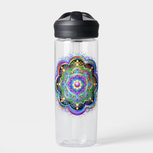 Mandala Universum Psychedelische Kleuren Waterfles (Voorkant)