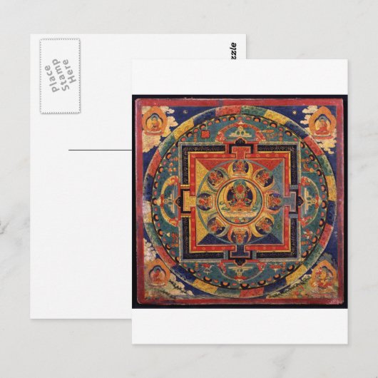 Mandala van Amitayus. Tibetaanse school uit de 19e Briefkaart (Voorkant / Achterkant)