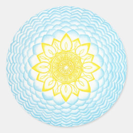 Mandala van Bescherming Blauw Geometrisch Ronde Sticker
