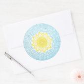 Mandala van Bescherming Blauw Geometrisch Ronde Sticker (Envelop)