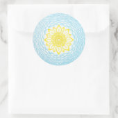 Mandala van Bescherming Blauw Geometrisch Ronde Sticker (Tas)