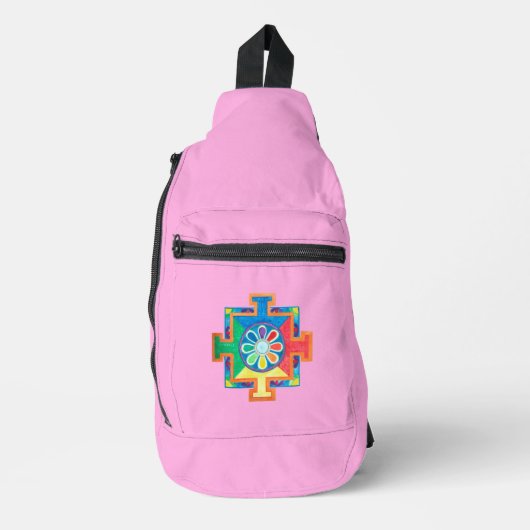 Mandala van Creatie Waterverf Roze Sling Bag (Voorkant)