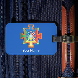 Mandala van de Blauwe Achtergrond van de Creatie Bagagelabel