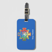 Mandala van de Blauwe Achtergrond van de Creatie Bagagelabel (Voorkant (verticaal))