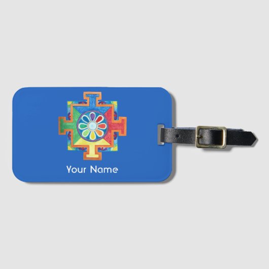 Mandala van de Blauwe Achtergrond van de Creatie Bagagelabel (Voorkant (horizontaal))