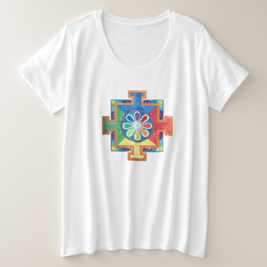 Mandala van de Waterverf van de Creatie Grote Maat T-shirt (Design voorkant)