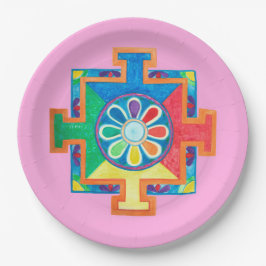 Mandala van de Waterverf van de Creatie Papieren Bordje