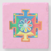 Mandala van de Waterverf van de Creatie Stenen Onderzetter (Voorkant)