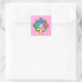 Mandala van de Waterverf van de Creatie Vierkante Sticker (Tas)
