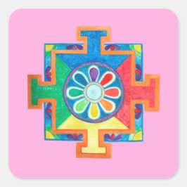 Mandala van de Waterverf van de Creatie Vierkante Sticker