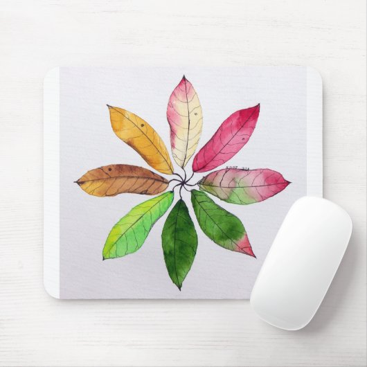 Mandala van Leaves Mousepad Muismat (Met muis)