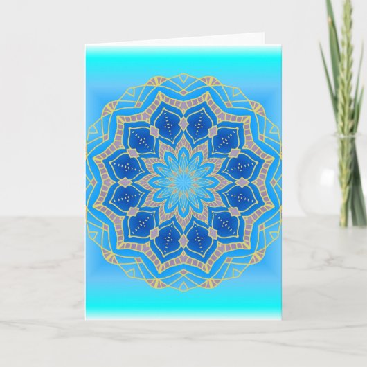 Mandala van Lotus in turkoois en blauw Feestdagen Kaart (Voorkant)