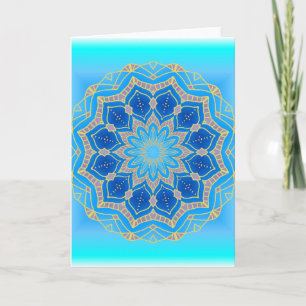 Mandala van Lotus in turkoois en blauw Feestdagen Kaart