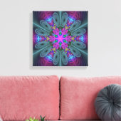 Mandala van middelkleurrijke fractale kunst met ro canvas afdruk (Insitu (Woonkamer))