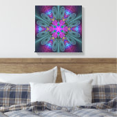 Mandala van middelkleurrijke fractale kunst met ro canvas afdruk (Insitu (Slaapkamer))