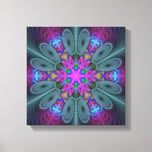 Mandala van middelkleurrijke fractale kunst met ro canvas afdruk